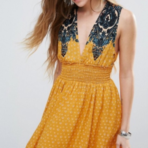 Free People | Walking Through My Dreams | Yellow Mini Dress | Small - Picture 3 of 7